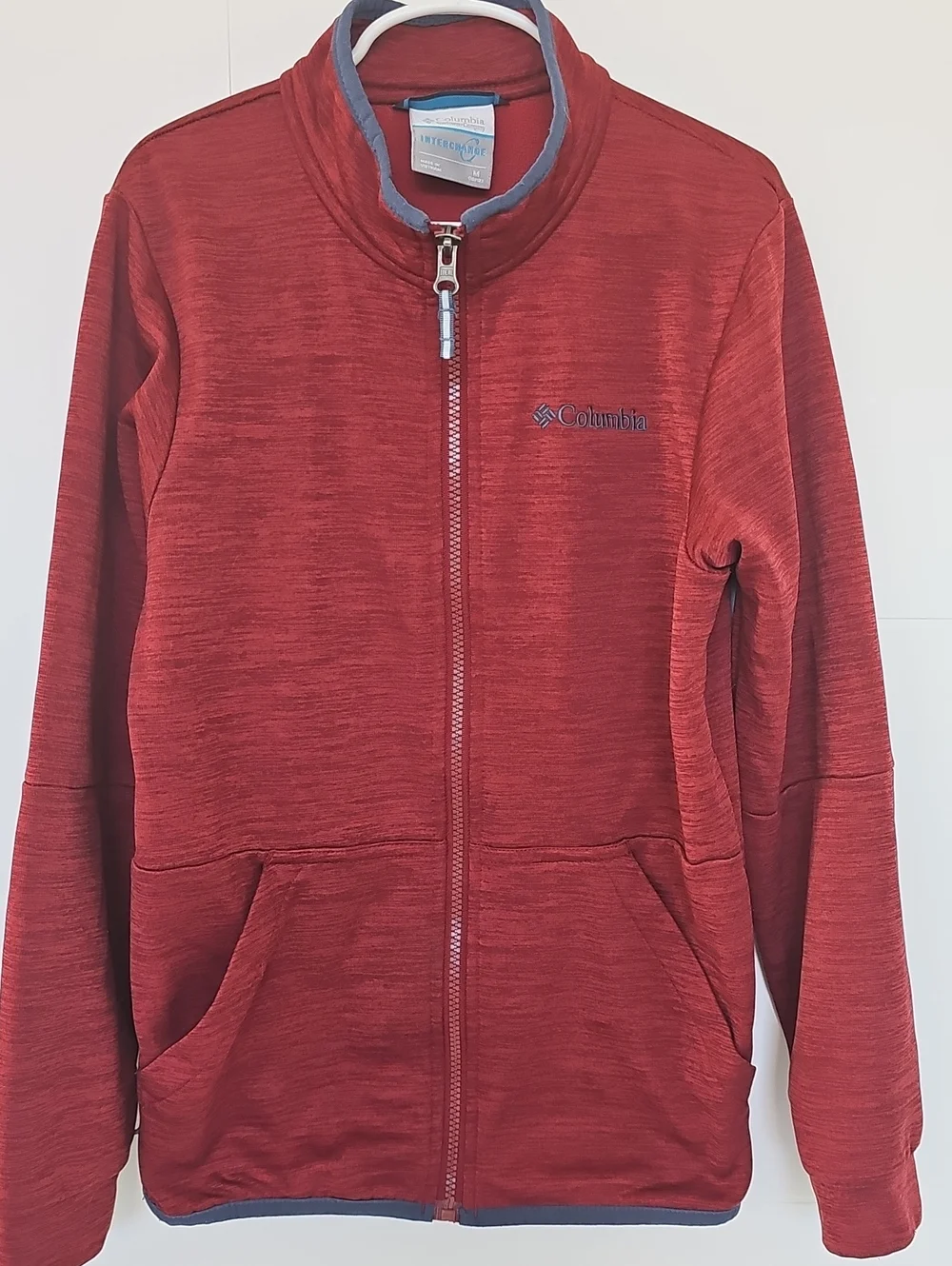 Columbia Interchange Kids Red Full-Zip Fleece Jacket with Blue Trim Sz M 10/12